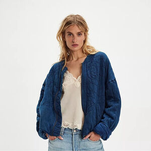 Free People Rose Zip-Up Sweatshirt Jacket Size L